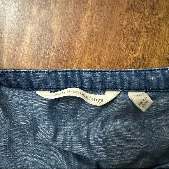 Soft Surroundings Tunic Top Womens LG  Chambray Cold Shoulder Tencel Cottagecore - Picture 10 of 10